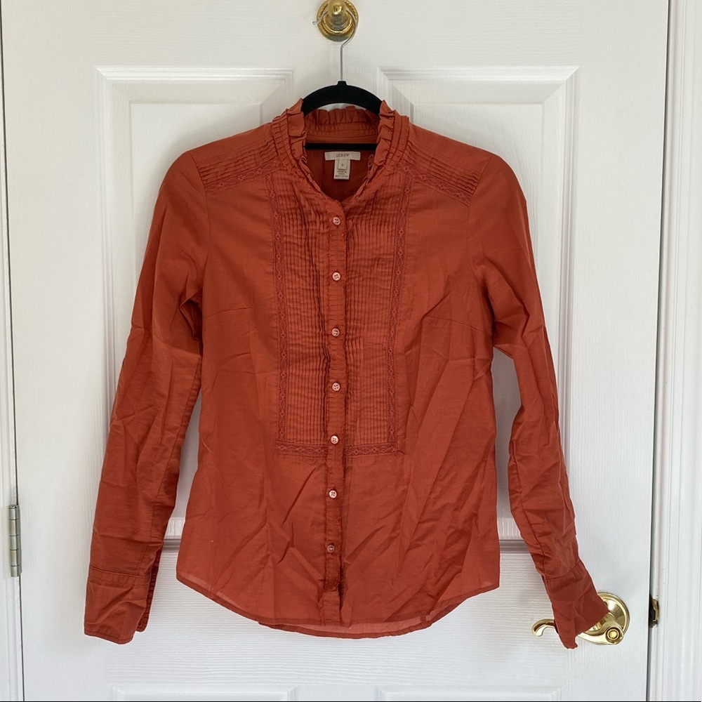 Victorian Orange Button Down Blouse